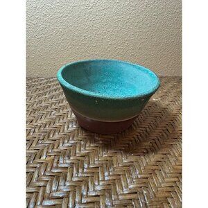 Vintage Buffalo Pottery Cerulean & Terracotta Ceramic Bowl  Decorations
